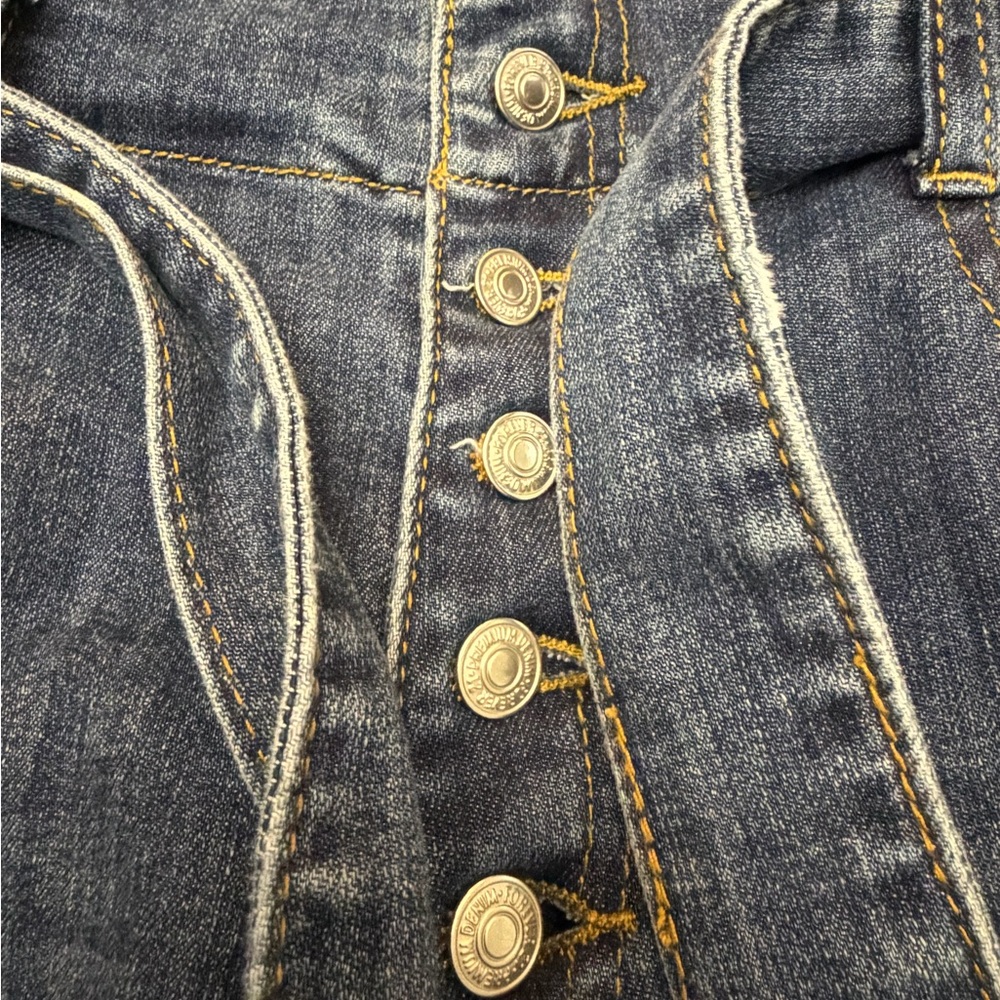Forever 21 Jeans Womens 28 Blue High Rise Wide Leg Medium Wash Button Fly Denim - Picture 5 of 12